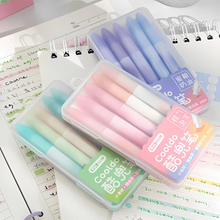 Load image into Gallery viewer, Set of Aesthetic Highlighters in a Clear Plastic Case on a Desk with Writing Materials - Tinyminymo