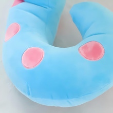 Load image into Gallery viewer, Blue Color Plush with Pink Circles on a light Gray Background - Tinyminymo