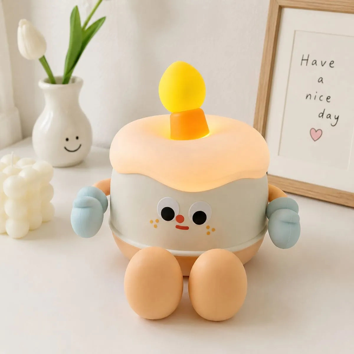 Birthday Cake Lamp with Lights on - Tinyminymo