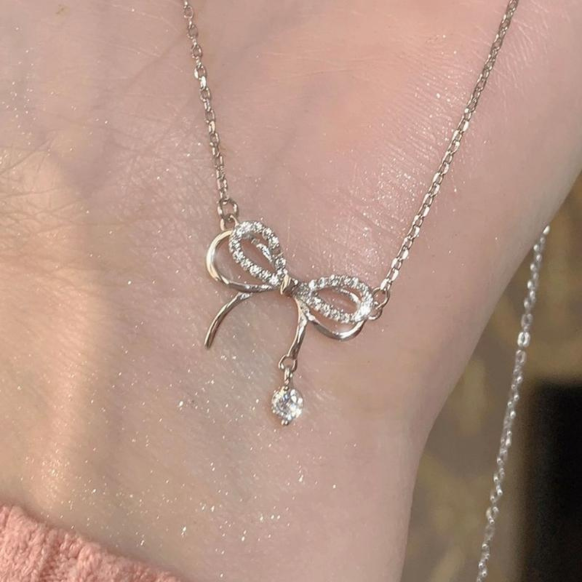 Silver Bow Shaped Necklace - Tinyminymo