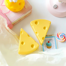 Load image into Gallery viewer, Two Yellow Cheese Erasers on a White Surface - Tinyminymo