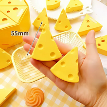 Load image into Gallery viewer, Two Yellow Cheese Erasers Held in a Hand - Tinyminymo