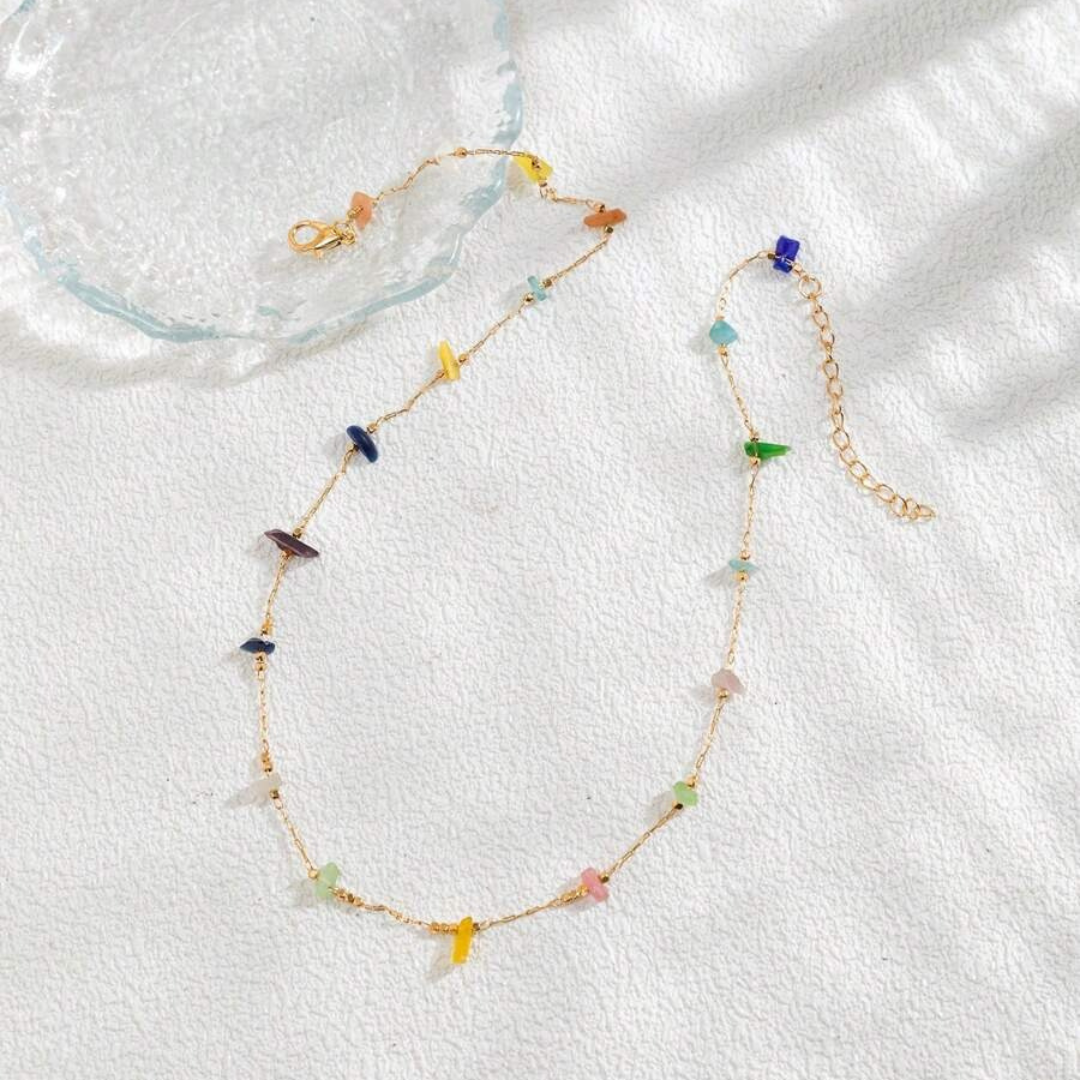 Colorful Irregular Stone Necklace - Tinyminymo