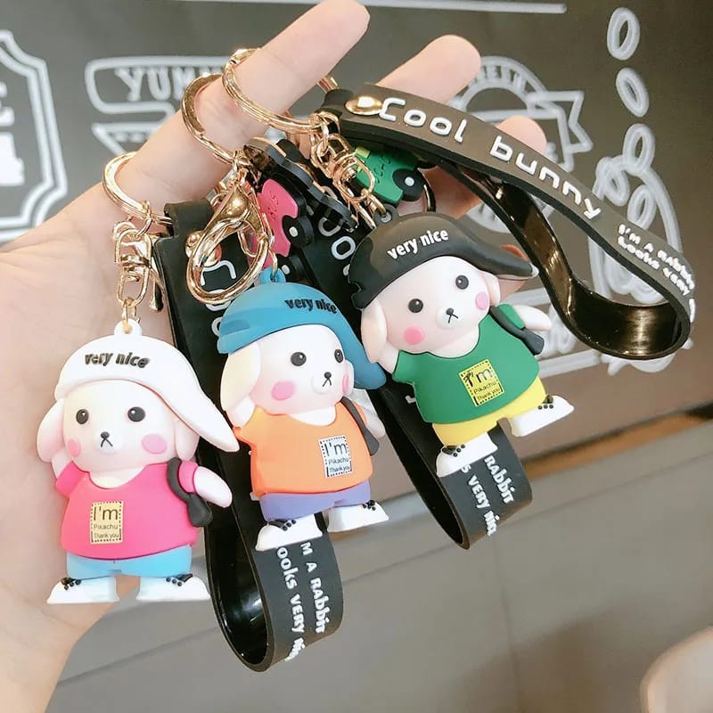 Cool Bunny with Cap 3D Keychain - Tinyminymo