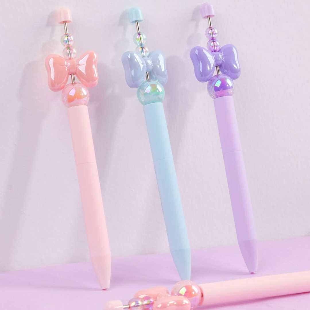 Three Decorative Crystal Bowknot Pen with Bow and Pearl Designs - Tinyminymo