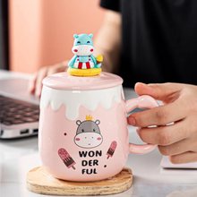 Load image into Gallery viewer, Cute Hippo Mug with Lid and Spoon - Tinyminymo