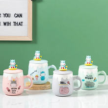 Load image into Gallery viewer, Cute Hippo Mug with Lid and Spoon - Tinyminymo