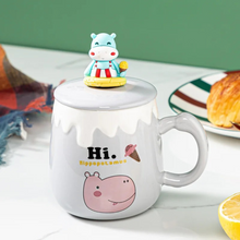 Load image into Gallery viewer, Cute Hippo Mug with Lid and Spoon - Tinyminymo