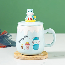 Load image into Gallery viewer, Cute Hippo Mug with Lid and Spoon - Tinyminymo