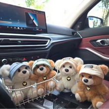 Load image into Gallery viewer, Four Cute Teddy Plush Keychain with hats in a car's cup holder - Tinyminymo