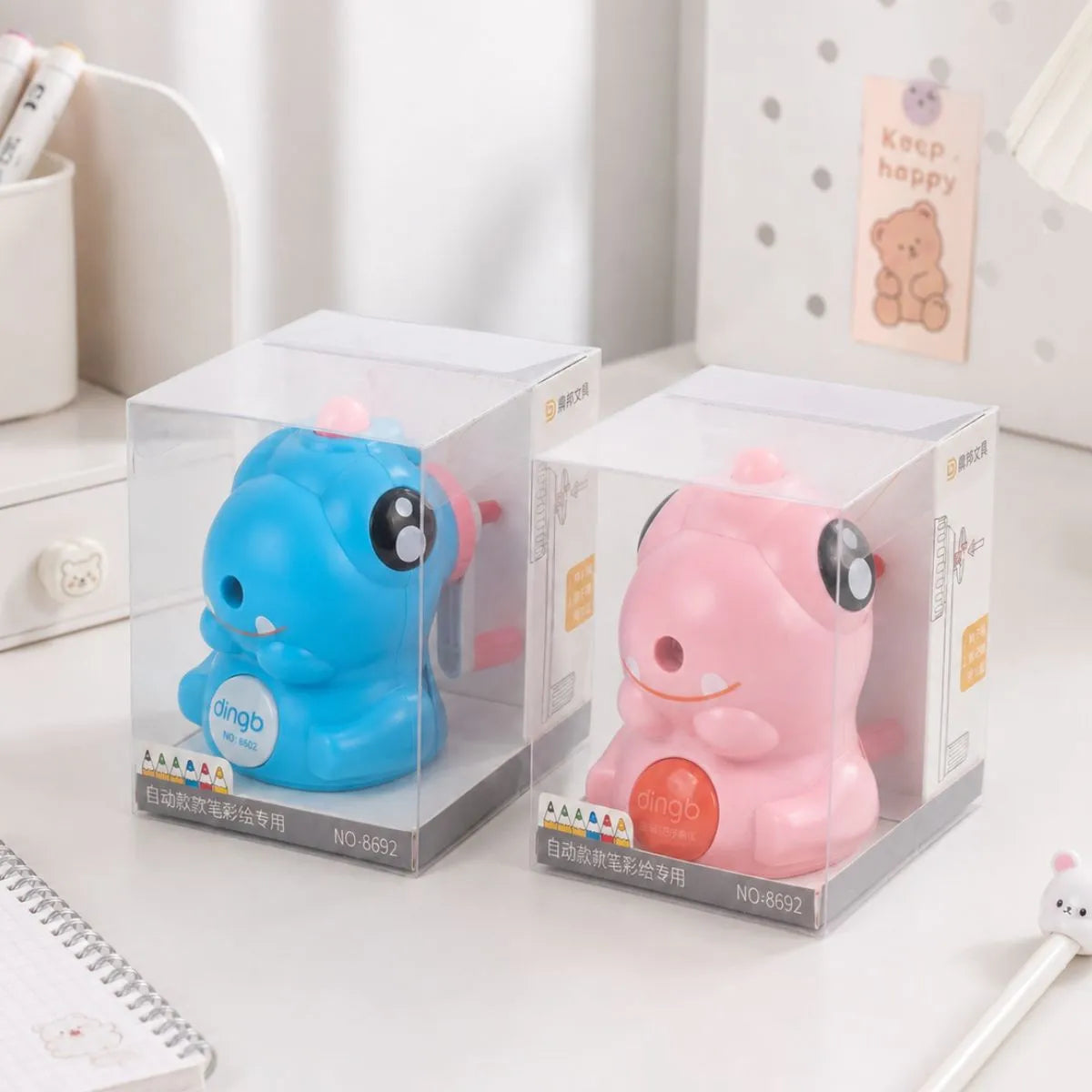 Blue and Pink Dino Mechanical Sharpeners - Tinyminymo
