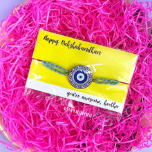 Load image into Gallery viewer, Evil Eye Metal Rakhi - TInyminymo