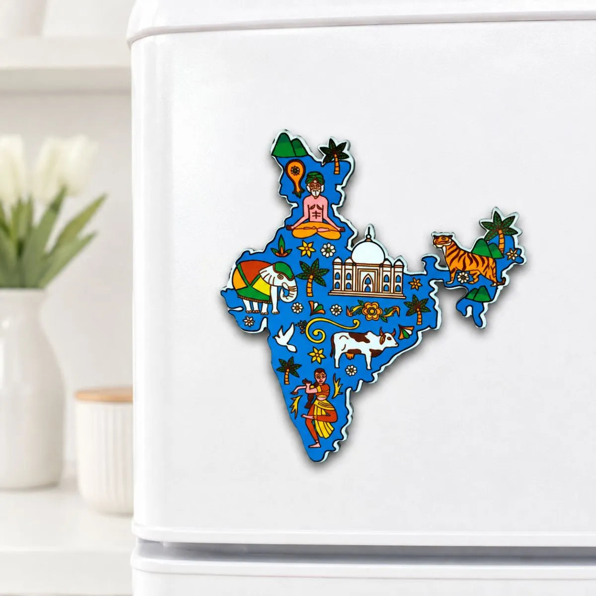 Indian Map Fridge Magnet in Blue Color - Tinyminymo