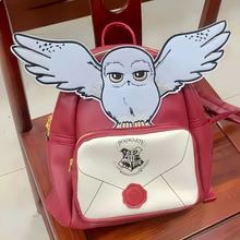 Load image into Gallery viewer, Harry Potter's Hedwig Owl Design and Hogwarts Crest on a Wooden Chair - Tinyminymo