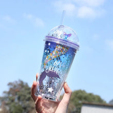Load image into Gallery viewer, Holographic Mermaid LED Sipper with Straw - Tinyminymo