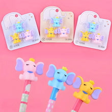 Load image into Gallery viewer, Three Pack of Pencil Toppers in Elephant Shape - Tinyminymo