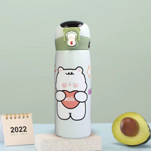 Load image into Gallery viewer, Kawaii Animal Temperature Display Sipper Bottle - Tinyminymo