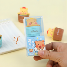 Load image into Gallery viewer, Bear themed Erasers in Blue Color Tub - Tinyminymo