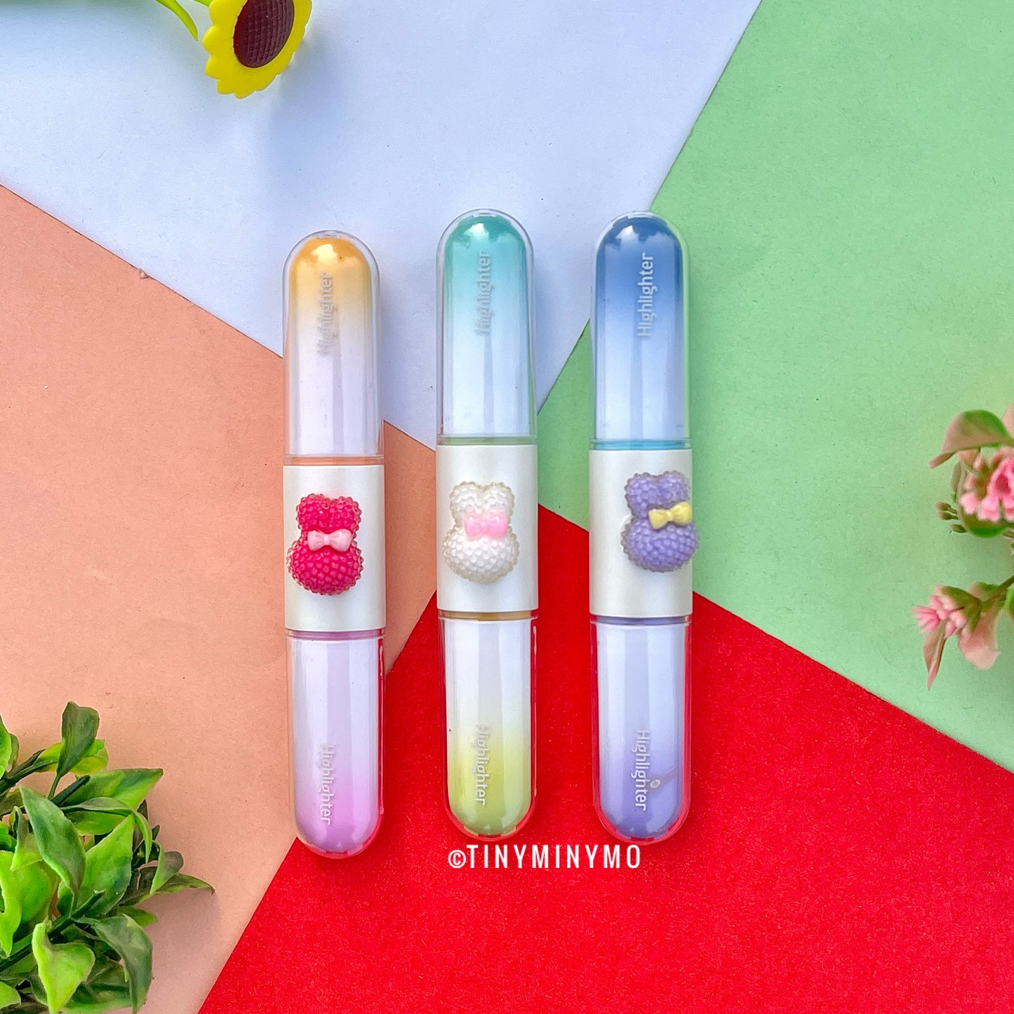 Kawaii Bunny Dual Highlighters - Set of 3 - Tinyminymo