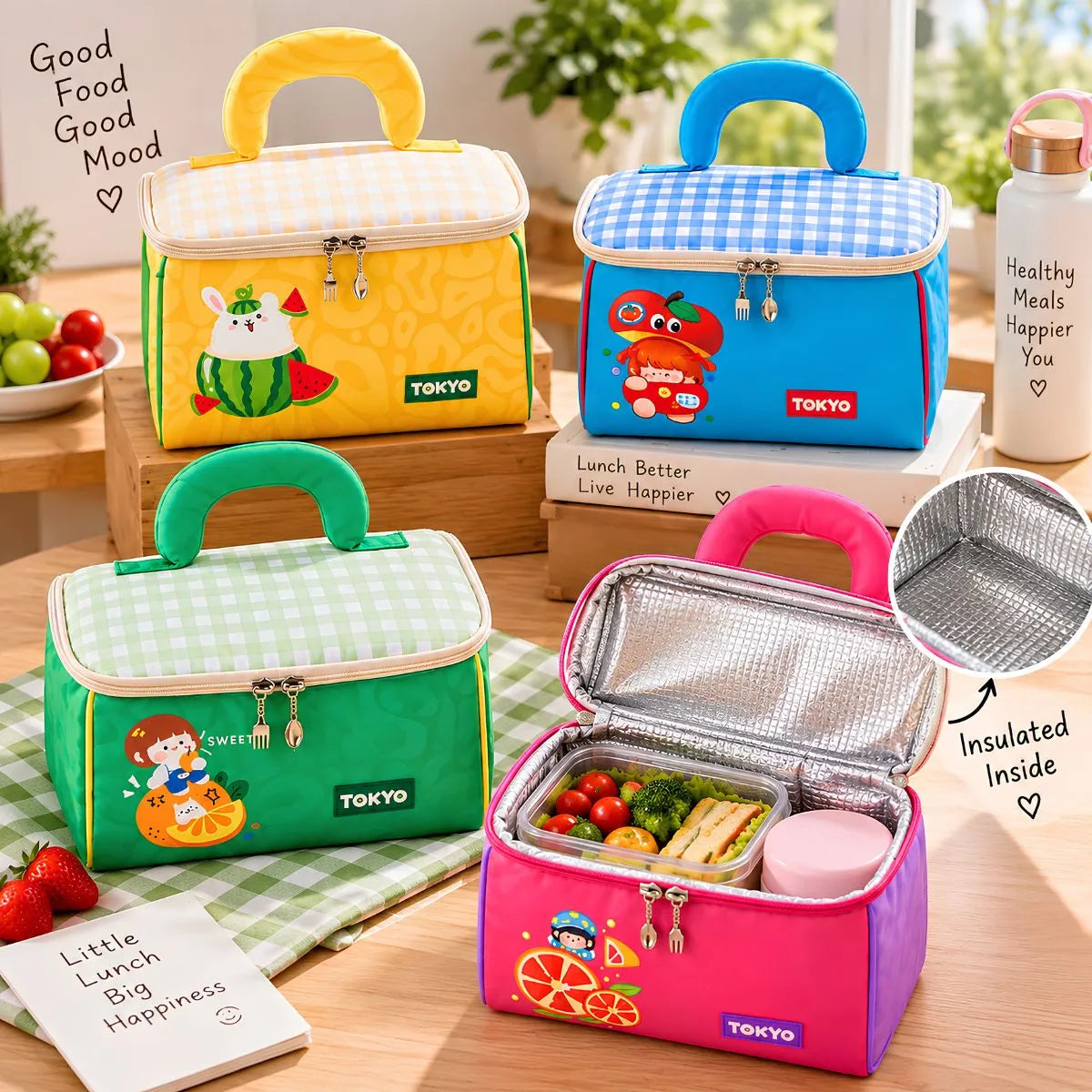 Four Colors of Kawaii Lunch Bags - Tinyminymo