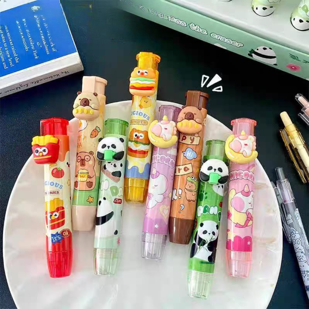 Set of Kawaii Push Erasers on a White Plate - Tinyminymo