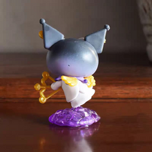 Load image into Gallery viewer, Charming Kuromi Action Figure Featuring a Purple Base, Displayed from the Back - Tinyminymo