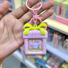 Load image into Gallery viewer, Pink Light Up Kawaii Keychain with Cinnamoroll Print and Yellow Bow - Tinyminymo