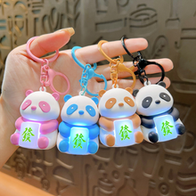 Load image into Gallery viewer, Four Colorful Lightup Panda Keychain Holding a Glowing Box - Tinyminymo