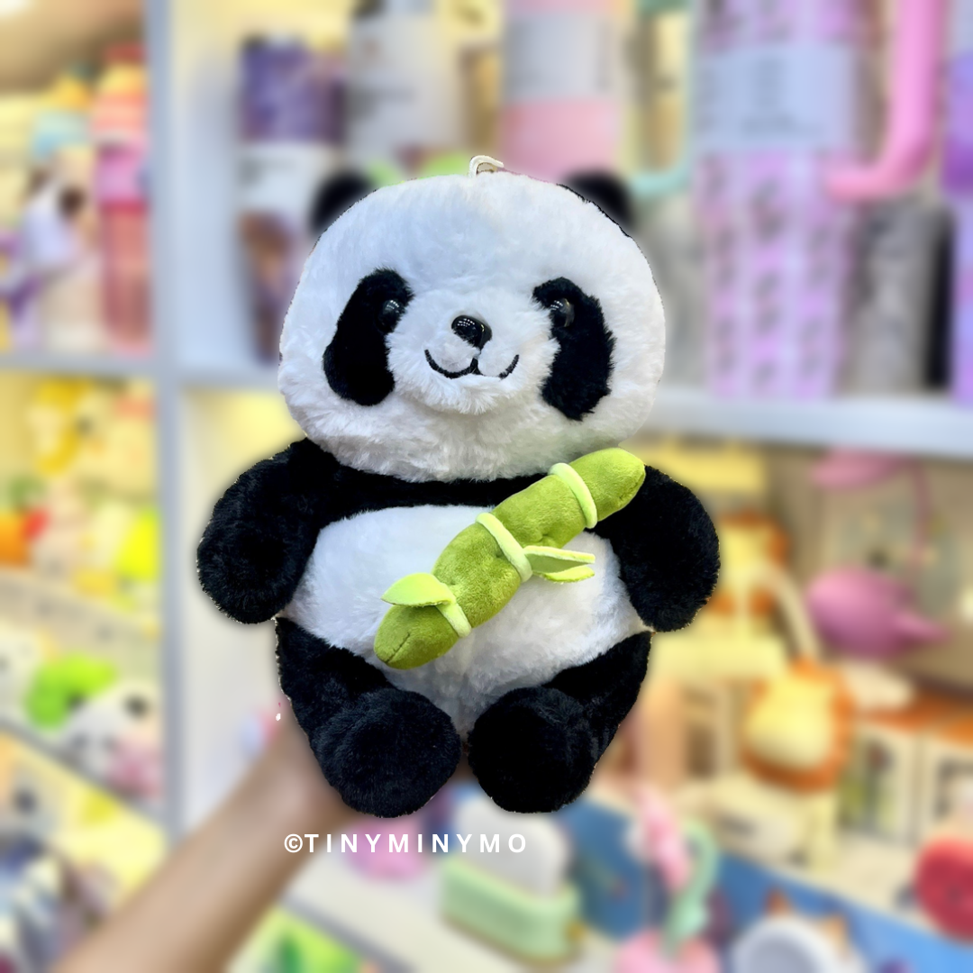 Little Panda Soft Toy Held in Front of Store - Tinyminymo