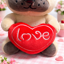 Load image into Gallery viewer, Plush Puppy holding a Red Heart Soft Toy - Tinyminymo