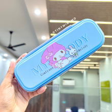 Load image into Gallery viewer, Blue My Melody Pencil Case held in a Hand- Tinyminymo