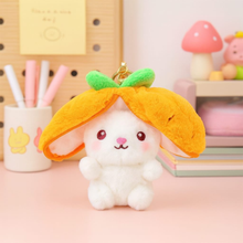 Load image into Gallery viewer, Peek-a-boo Bunny Keychain in Carrot Design - Tinyminymo