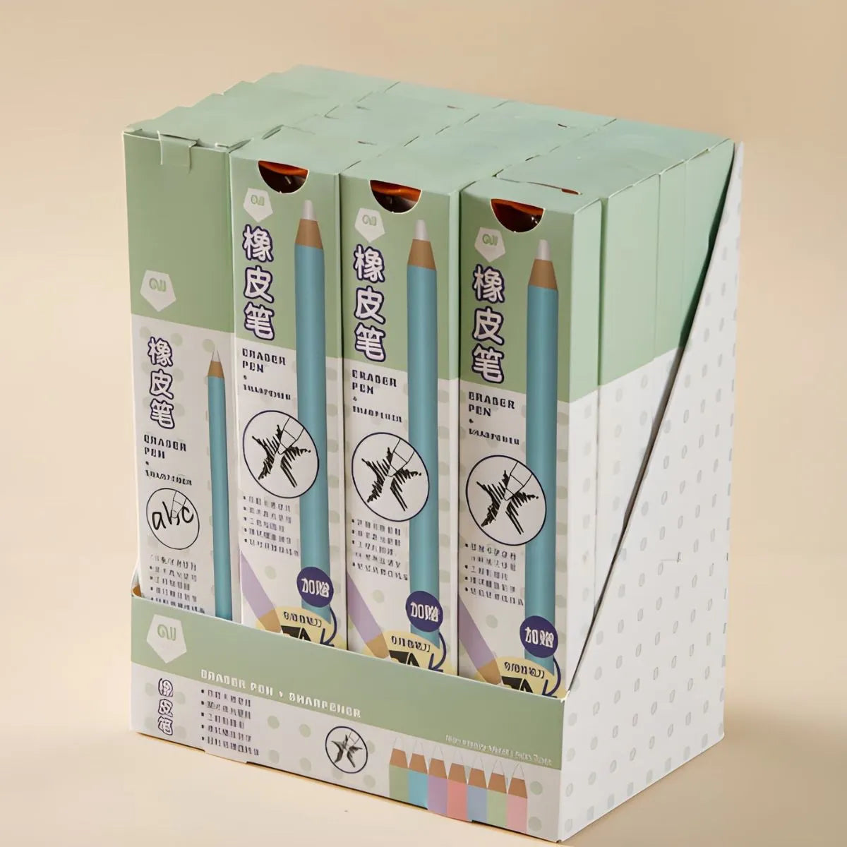 Display Box of Pencil Shaped Erasers - Tinyminymo