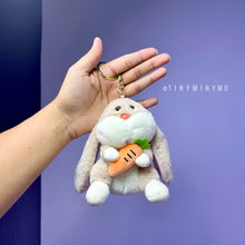 Load image into Gallery viewer, Plush Bunny with Carrot Keychain - Tinyminymo