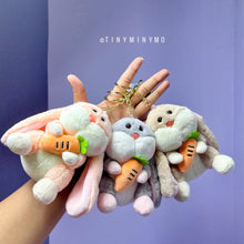 Load image into Gallery viewer, Plush Bunny with Carrot Keychain - Tinyminymo