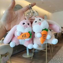 Load image into Gallery viewer, Plush Bunny with Carrot Keychain - Tinyminymo