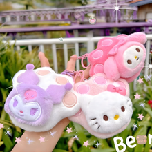 Load image into Gallery viewer, Three Plush Kuromi Keychains - Tinyminymo