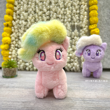 Load image into Gallery viewer, Plush Unicorn Charm in Pink with Colorful Hair and a Purple one in the Back - Tinyminymo