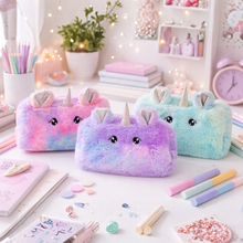 Load image into Gallery viewer, Three Colorful Unicorn Shaped Zipper Pouches - Tinyminymo