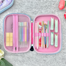 Load image into Gallery viewer, Princess 3D Smiggle Pouch with stationery items organised inside kept on a grey surface - Tinyminymo