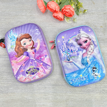 Load image into Gallery viewer, Two Princess 3D Smiggle Pouch featuring Sofia the First and Elsa from Frozen on a textured surface with flowers - Tinyminymo