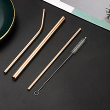 Load image into Gallery viewer, Rose Gold Metal Straws - Tinyminymo