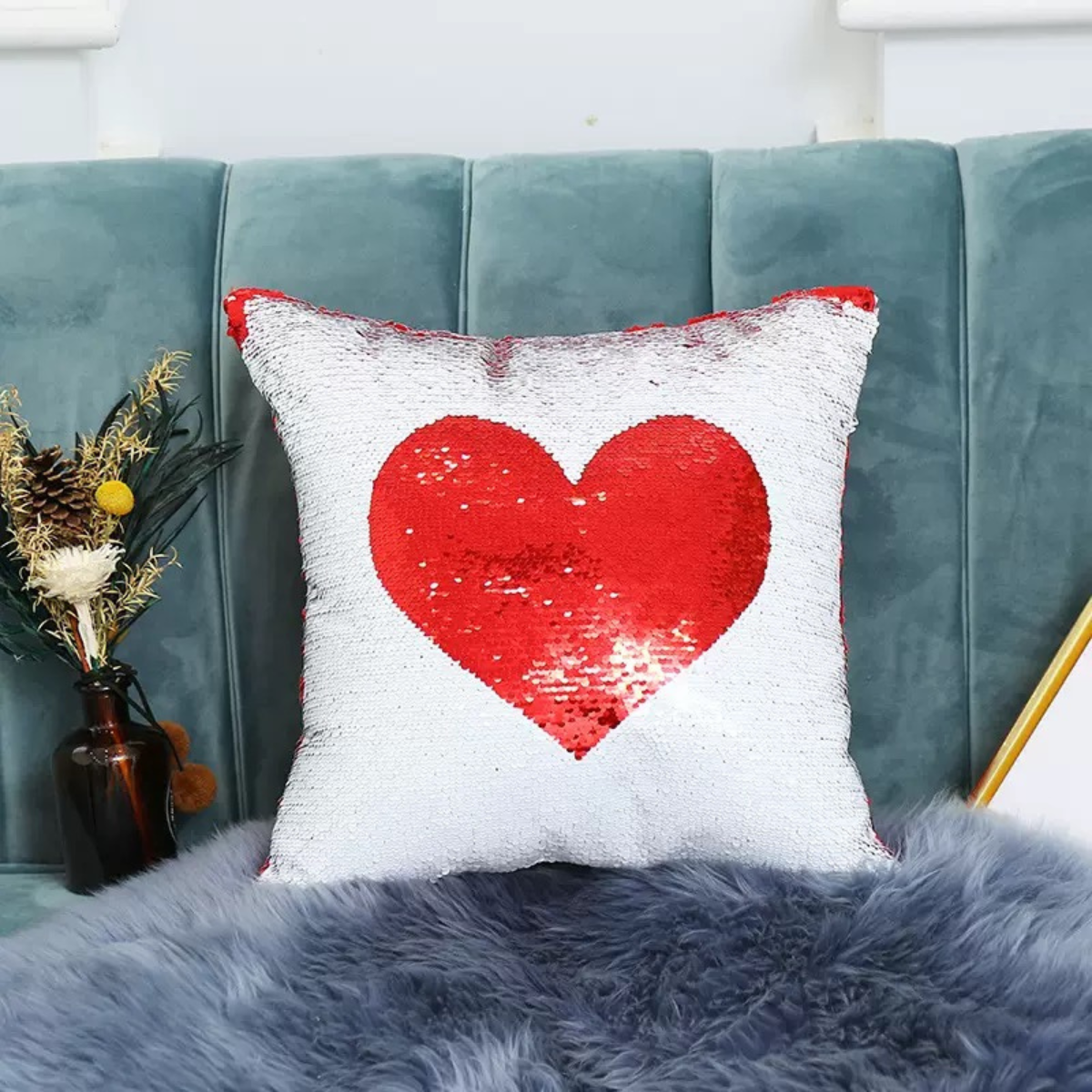 Heart Sequin Cushion - Tinyminymo