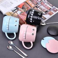 Load image into Gallery viewer, Big Teeth Dino Mug with Lid and Spoon - Tinyminymo