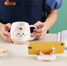 Load image into Gallery viewer, Cute Animal Ceramic Mug with Phone Stand - Tinyminymo