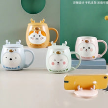 Load image into Gallery viewer, Cute Animal Ceramic Mug with Phone Stand - Tinyminymo