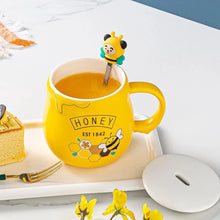 Load image into Gallery viewer, Cute Bee Ceramic Mug with Lid and Spoon - Tinyminymo