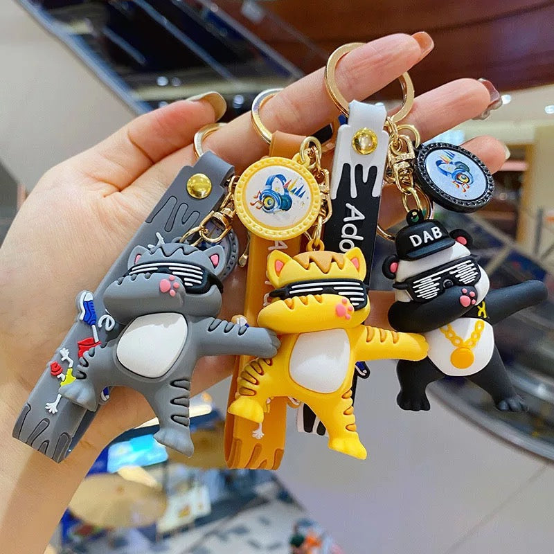 Dab Panda and Cat 3D Keychain - Tinyminymo