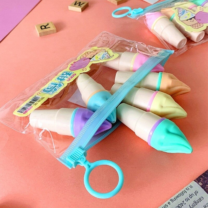 Kawaii Mini Ice-Cream Highlighters - Set of 6 - Tinyminymo