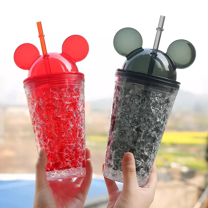 MSA 1- PCS Mickey Sipper Bottle Acrylic Frosty Plastic Glass Sipper/Tumbler  with Straw and Lid (450 ML)(Multi Color) : .in: Home & Kitchen